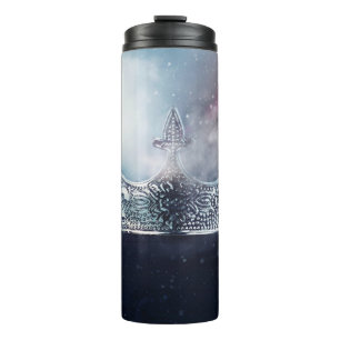 Schöne Königin und Königskrone Thermosbecher