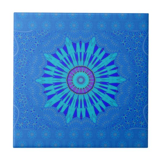 Schöne königsblaue Mandala-Kunst Fliese (Vorderseite)