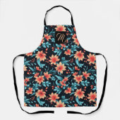 Schöne Koralle und Aquamarines Blumenmuster Schürze (Vorderseite)