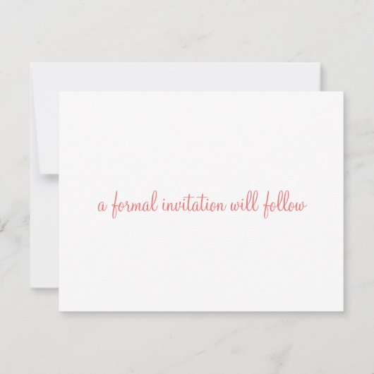 Schöne Korallen und Weiß Save the Date (Rückseite)