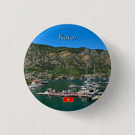 Schöne Kotor Bay in Montenegro Button (Vorderseite)