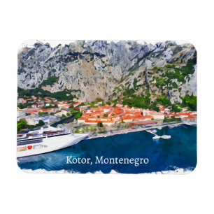 Schöne Kotor Bay Montenegro Panorama Aussicht Magnet