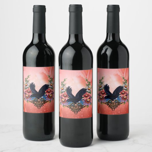 Schöne Krähe Weinetikett (Flaschen)