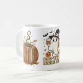 Schöne Krankenschwester-Geist-Kürbis-Nachtschicht- Kaffeetasse (Vorderseite Links)