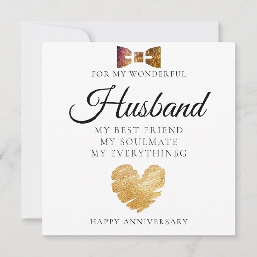 Schöne Krawatte-Ehemann-Jubiläumskarte Dankeskarte (Vorderseite)