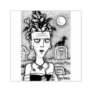 SCHÖNE KREEPIE FRANKENELLA MONSTER, GRAVEN, CAT GUMMISTEMPEL