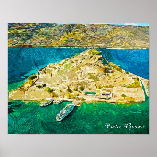 Schöne Kreta Griechenland Landschaft Ölgemälde Poster (Vorne)