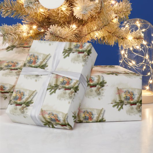 Schöne Krippe individuelle Feiertage Geschenkpapier (Feiertage)