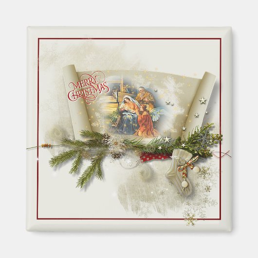 Schöne Krippe individuelle Feiertage Magnet (Vorne)