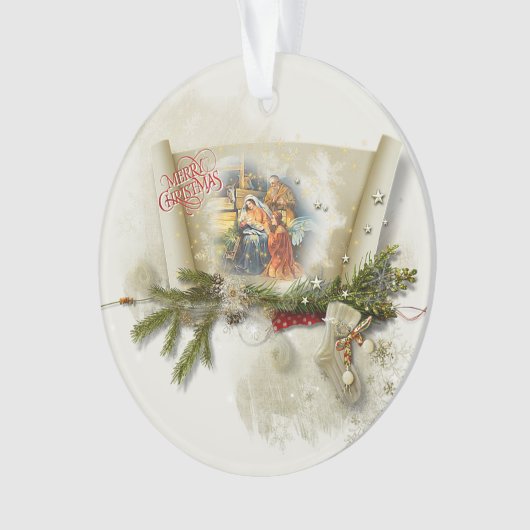 Schöne Krippe individuelle Feiertage Ornament (Vorderseite)