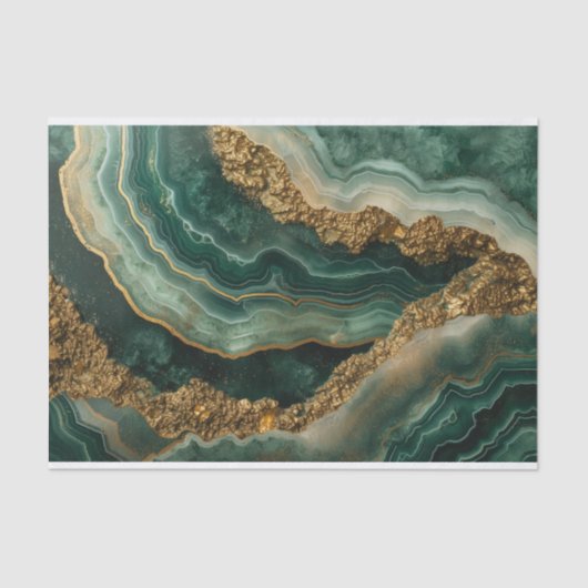 Schöne Kristallgeode in Grün und Gold Seidenpapier (Vorderseite)