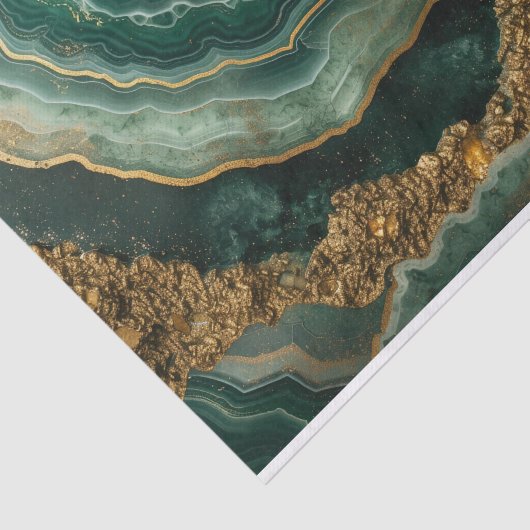 Schöne Kristallgeode in Grün und Gold Seidenpapier (Ausschnitt)