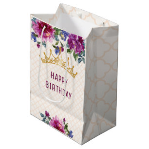Schöne Krone Shabby Floral Chic Geburtstag Mittlere Geschenktüte