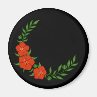 Schöne Kronenhalbmond aus roten Blumen Magnet