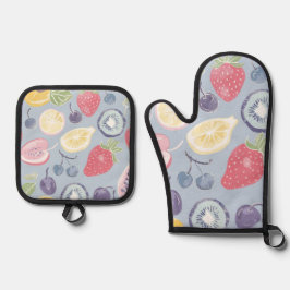 Schöne Küche Kochen Früchte Ofenhandschuh & Topflappen-Set