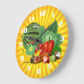 Schöne Küche mit Obst und Gemüse Große Wanduhr (Winkel)