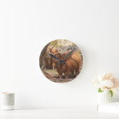 Schöne Kühe aus Hochland Runde Wanduhr (Zuhause)