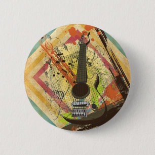 Schöne kühle Vintage-Gitarrenmusiknoten Button