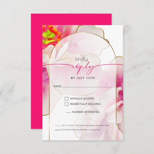 Schöne, kühne Scarlet Peony RSVP Karte (Vorne/Hinten)