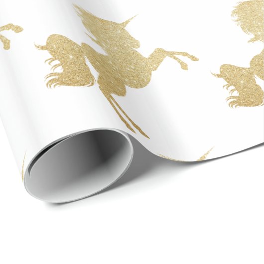 Schöne Küken, gürtelgoldfarben Glitzer unicorn Geschenkpapier (Rolleneckpunkt)