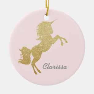 Schöne Küken, gürtelgoldfarben Glitzer unicorn Keramik Ornament