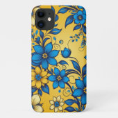 Schöne Kunst Blau und Gelb Blumenmuster Case-Mate iPhone Hülle (Rückseite)