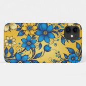 Schöne Kunst Blau und Gelb Blumenmuster Case-Mate iPhone Hülle (Rückseite (Horizontal))