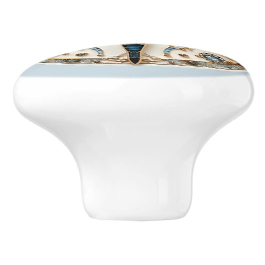 Schöne Kunst-Deco-Drachenblume Keramikknauf (Seitenansicht)