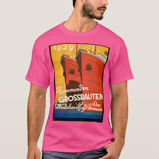 Schöne Kunst-Déco Vintage Schifffahrt Trav T-Shirt (Vorderseite)