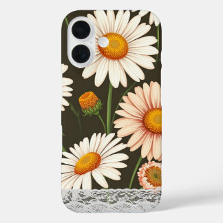Schöne Kunst Disy Hintergrund mit weißer Spitze iPhone 16 Hülle