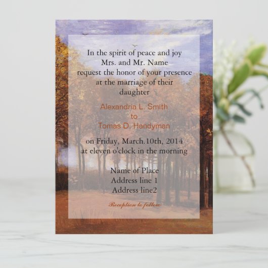 Schöne Kunst Hochzeitseinladungen, Herbst Landscha Einladung (Stehend Vorderseite)