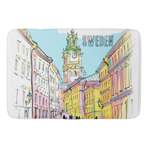 Schöne Kunst Stockholm Stadt Schweden Wasserfarbe  Badematte