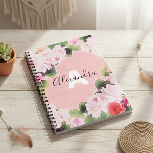 Schöne, künstlerische Aquarellrosen mit Namen Notizblock