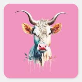 Schöne künstlerische Kuh Quadratischer Aufkleber