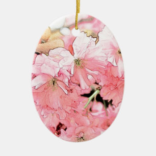 Schöne künstlerische Skizze Rosa Kirschblüten Blum Keramik Ornament