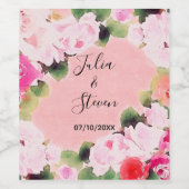 Schöne künstlerische Wasserfarben Rosen Hochzeit Weinetikett (Einzelnes Label)
