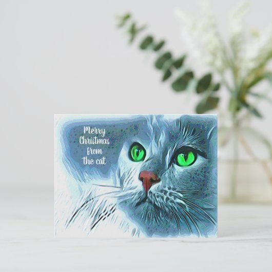 Schöne Künstlerische Weihnachten aus der Katze Postkarte (Stehend Vorderseite)