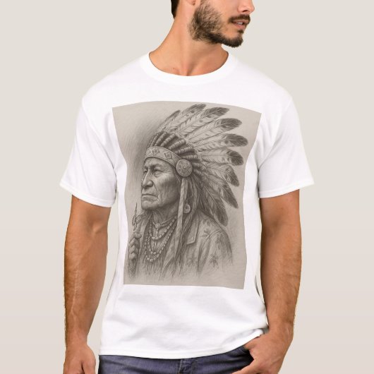 Schöne Kunstskizze eines indischen Chefs. T-Shirt (Vorderseite)
