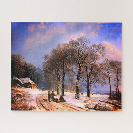 Schöne, kunstvoll verschneite Landschaft Puzzle (Horizontal)