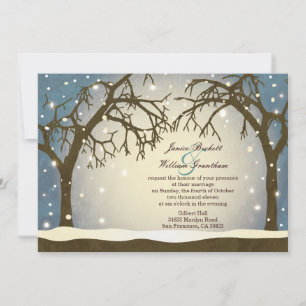 Schöne, kunstvolle Winterbäume Hochzeitseinladunge Einladung