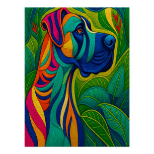 Schöne Kunstwerke eines majestätischen Dogge Poster