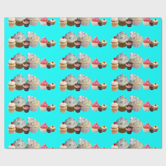 SCHÖNE KUPCAKEN WÜSTENSHOP, Aquamarines blaues Wei Geschenkpapier (Flach)
