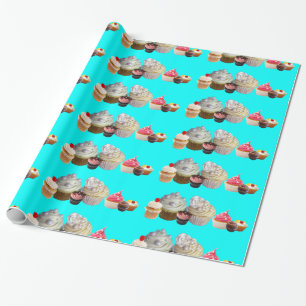 SCHÖNE KUPCAKEN WÜSTENSHOP, Aquamarines blaues Wei Geschenkpapier