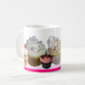 SCHÖNE KUPCAKEN, WÜSTENSHOP, Pink, Fuchsia, Weiß Kaffeetasse (Vorderseite Links)