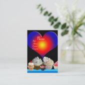 SCHÖNE KUPCAKES DESERT SHOP Blue Red Heart Visitenkarte (Stehend Vorderseite)