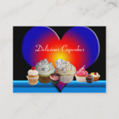SCHÖNE KUPCAKES DESERT SHOP Blue Red Heart Visitenkarte (Rückseite)