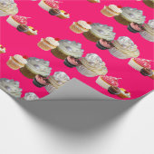 SCHÖNE KUPCAKES WESERT SHOP, Pink Fuchsia White Geschenkpapier (Ecke)