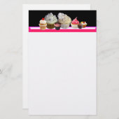 SCHÖNE KUPCAKES WÜSTENSHOP, Pink, Fuchsia White Briefpapier (Vorne/Hinten)