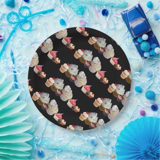 SCHÖNE KUPCAKES WÜSTENSHOP, Pink, Fuchsia White Pappteller (Party)