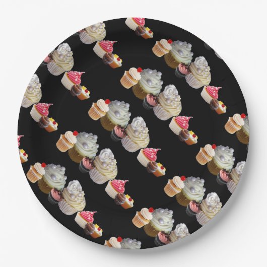 SCHÖNE KUPCAKES WÜSTENSHOP, Pink, Fuchsia White Pappteller (Vorderseite)